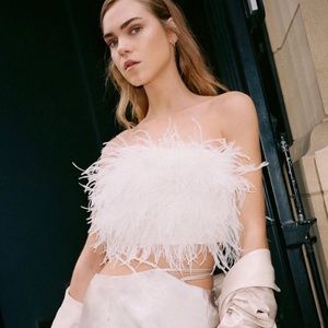 NWT Nastygal Feather Cropped Bandeau Size 6